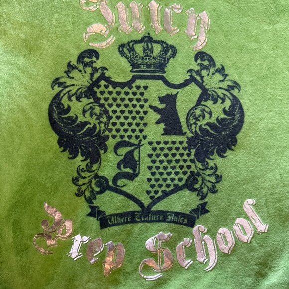 Vintage JUICY COUTURE Prep School Velour Jacket Womens Medium M Hoodie Green Y2K - Picture 12 of 14
